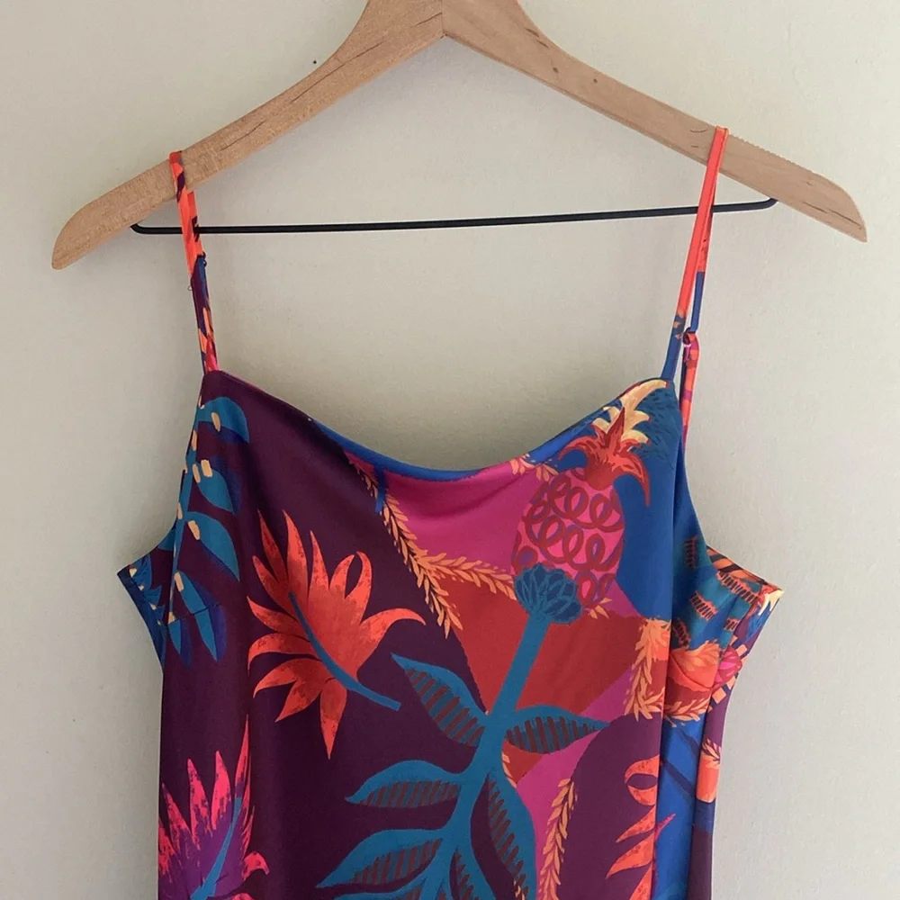 Joie new without tags tropical floral spaghetti strap maxi dress size large - Picture 3 of 5